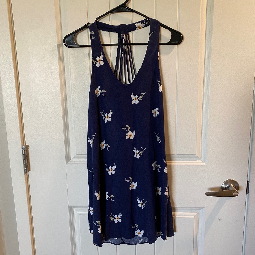 American Eagle Dark Blue/ Navy Halter Dress with Floral Pattern, Women's Size XS